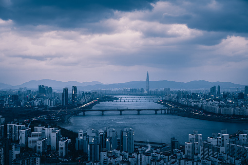 Look over Seoul with blue hues