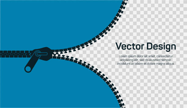 ilustrações de stock, clip art, desenhos animados e ícones de open zipper, editable template. stylish blue background for banner, landing page, flyer, cover, stories etc. vector - fecho aberto