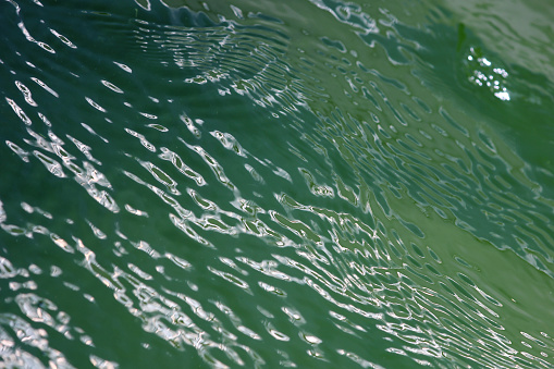 abstract with water and waves in green light