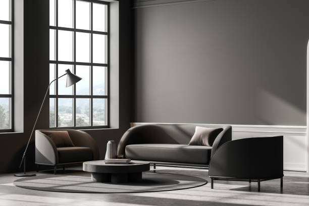 istock White and gray living room interior with armchairs and sofa 1330535649