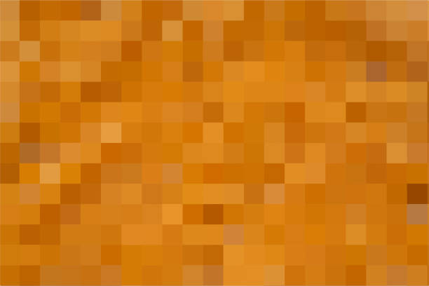 abstrakter pixeld dunkelgelber hintergrund. geometrische textur aus sandquadrate. vektormuster quadratischer dunkelgelber pixel - techno backgrounds textured yellow stock-grafiken, -clipart, -cartoons und -symbole