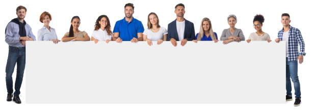 istock Group of people holding blank sign 1330552109