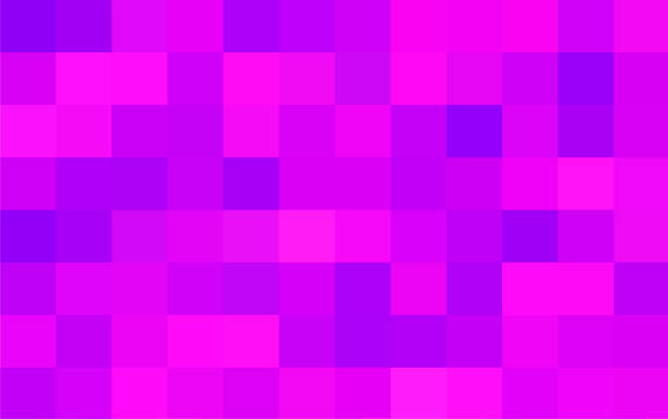 abstrakter pixelvioletter hintergrund. geometrische textur aus violetten quadraten. vektor-illustration - techno backgrounds textured yellow stock-grafiken, -clipart, -cartoons und -symbole