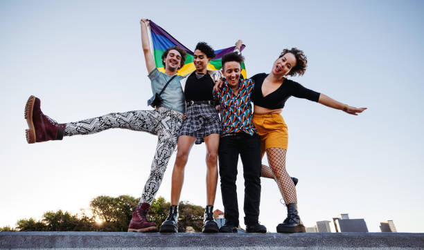 istock Group of young queer people celebrating pride together 1330554508