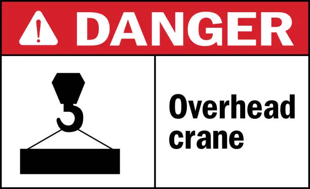 Vector illustration of Overhead crane danger Sign.