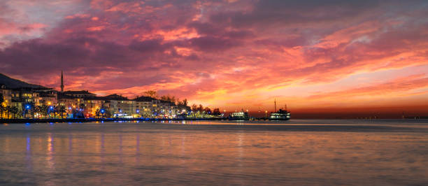 Marmara sea turkey Kocaeli in beautiful cloudy sunset view