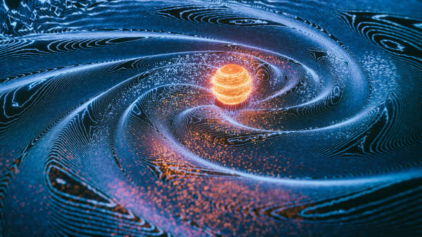 Gravity wave - 3d rendered image. Hologram view, physical process. Futuristic illustration for micro or macro processes in our world.
For example it shown how gravitational waves reveal the mergers of a black hole and neutron star. Or it illustrate inner CERN research.
Abstract SciFi horizontal image.