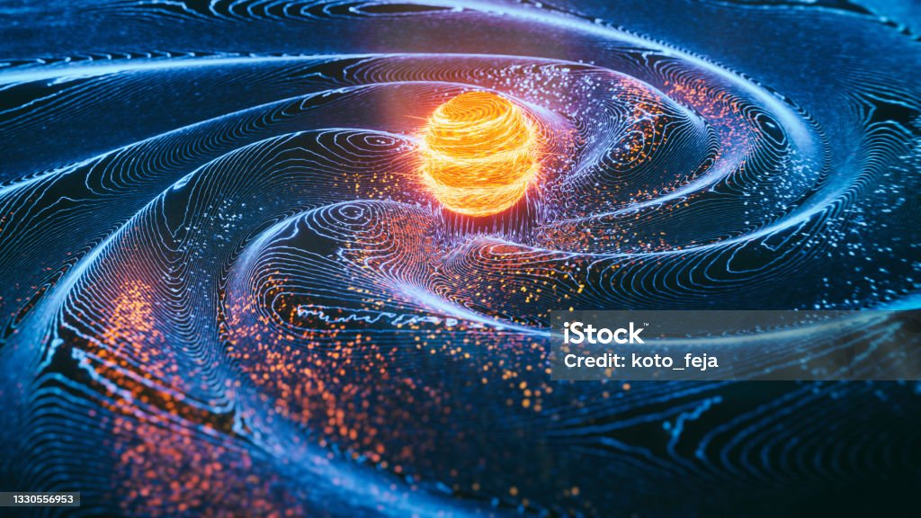 Abstract gravity wave background Gravity wave - 3d rendered image. Hologram view, physical process. Futuristic illustration for micro or macro processes in our world.
For example it shown how gravitational waves reveal the mergers of a black hole and neutron star. Or it illustrate inner CERN research.
Abstract SciFi horizontal image. Higgs Boson Stock Photo
