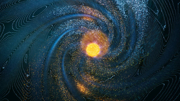 Abstract gravity wave background Gravity wave - 3d rendered image. Hologram view, physical process. Futuristic illustration for micro or macro processes in our world.
For example it shown how gravitational waves reveal the mergers of a black hole and neutron star. Or it illustrate inner CERN research.
Abstract SciFi horizontal image. elementary particle stock pictures, royalty-free photos & images