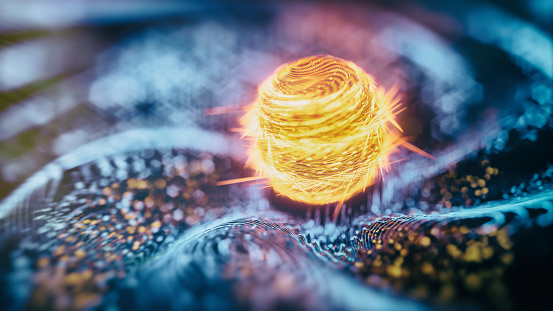 Gravity wave - 3d rendered image. Hologram view, physical process. Futuristic illustration for micro or macro processes in our world.
For example it shown how gravitational waves reveal the mergers of a black hole and neutron star. Or it illustrate inner CERN research.
Abstract SciFi horizontal image.