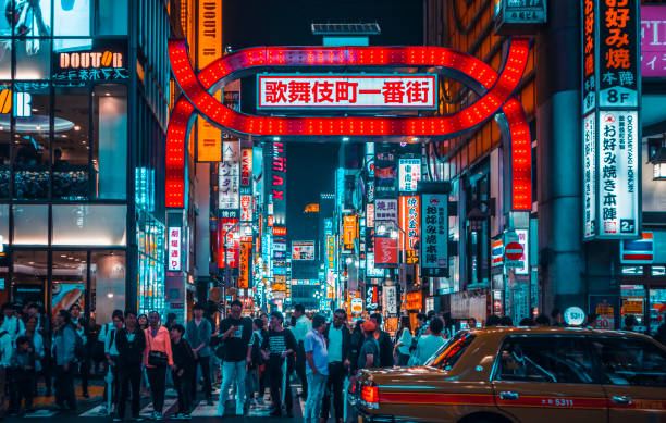 가부키초, 신주쿠 - commercial sign illuminated urban scene outdoors 뉴스 사진 이미지