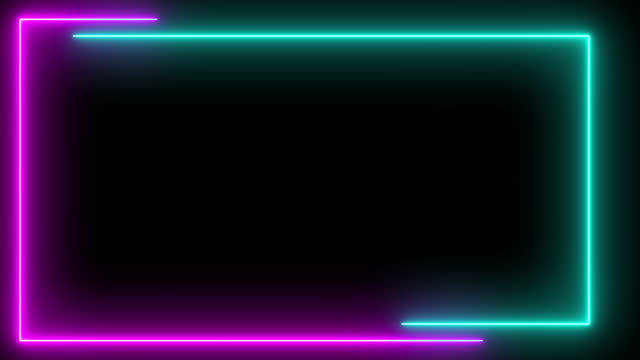 Neon effect rectangle frame Loop background 4K