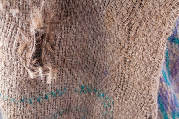 Brown hemp sack background, Hessian burlap fabric surface texture, Natural sackcloth jute canvas textile. natural linen texture for the background.