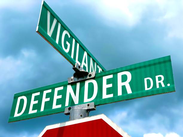 istock Vigilant  ans defender street sign 1330565632