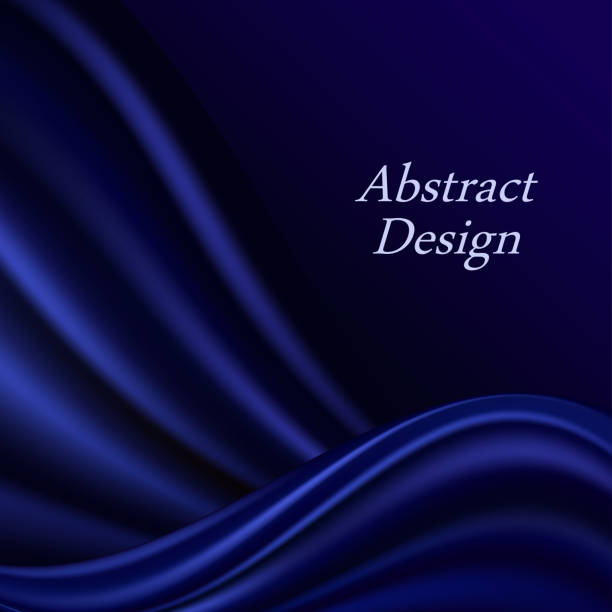 istock Blue silk wavy background. Deep blue curtain drapery with smooth and shiny satin texture. Luxurious elegant backdrop for poster or banner. Vector illustration 1330568666