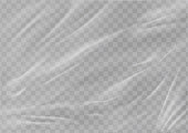 istock Realistic plastic wrap texture . Stretched polyethylene cover 1330569958