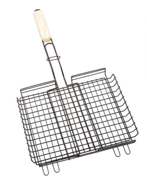 istock black steel grid for grill isolated on white background. 1330577317