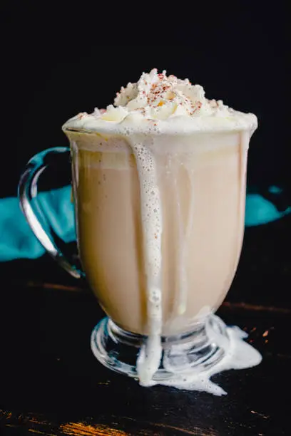 A sweet coffee drink made with white chocolate and whipped cream