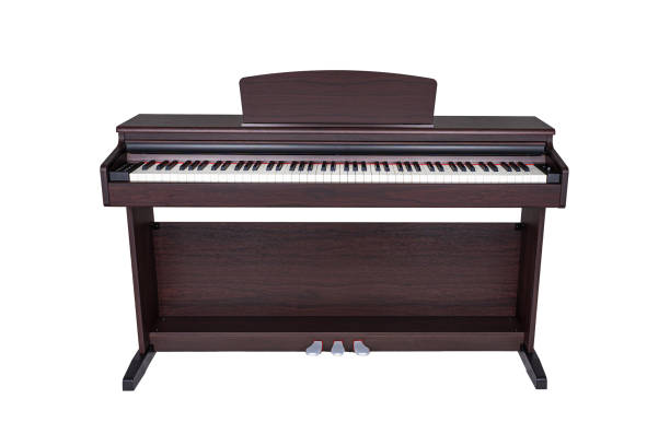 istock brown wooden modern piano isolated on white background 1330588669