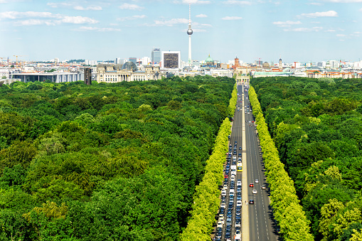 Berlin, view with Tiergarten park and the TV tower, Germany