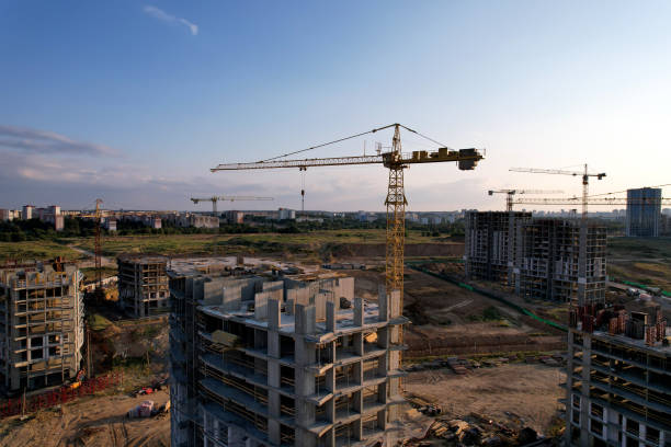 istock Construction site with tower cranes during conctruct the high-rise building. 1330594131