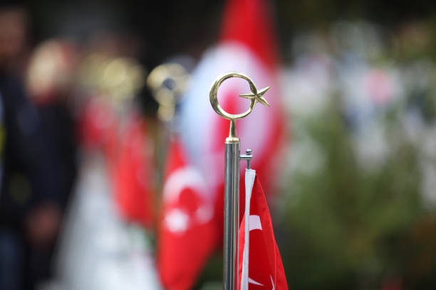 istock Turkish flag in Turkish martyrdom graveyard 1330594526