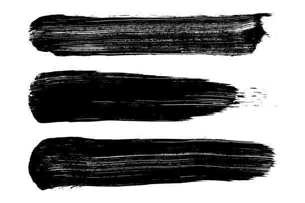 istock Set of black brush strokes isolated on white. 1330597437