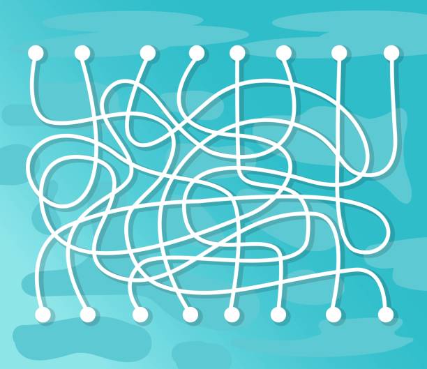 ilustrações de stock, clip art, desenhos animados e ícones de maze game: help find. template for the game - tangled rope tied knot backgrounds