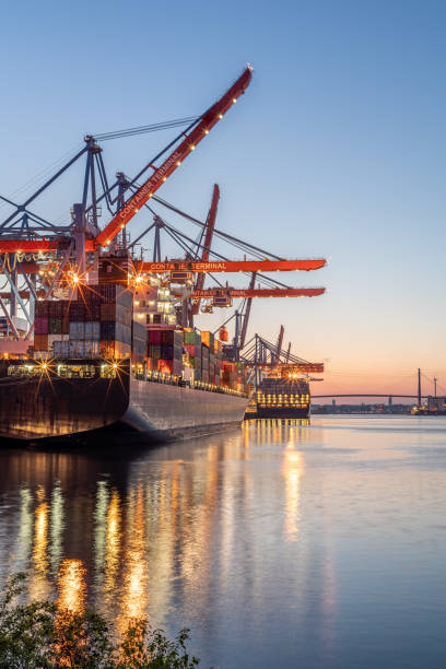 istock Container Terminal, big vessels in the port. 1330598318