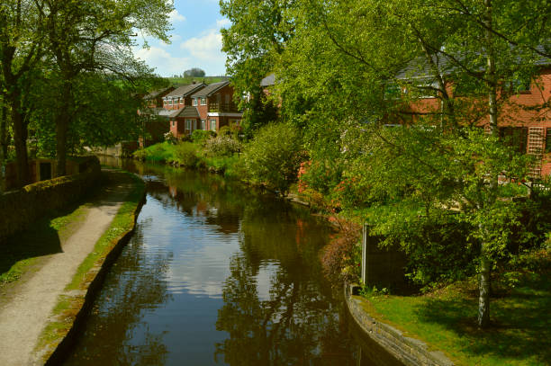 Houses by the Hudderfield Narrow Canal in Friezland Saddleworth Moor, Oldham