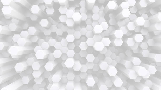 istock Lots of hexagonal white crystal rods. Abstract low contrast backdrop 1330602411