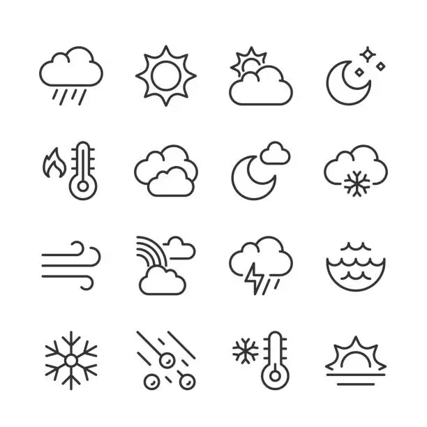 Vector illustration of Weather Icons — Monoline Series