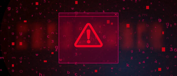 추상 기술 어두운 빨간색 배경. 사이버 공격, 랜섬웨어, 악성 코드, 스케어웨어 개념 - spyware stock illustrations