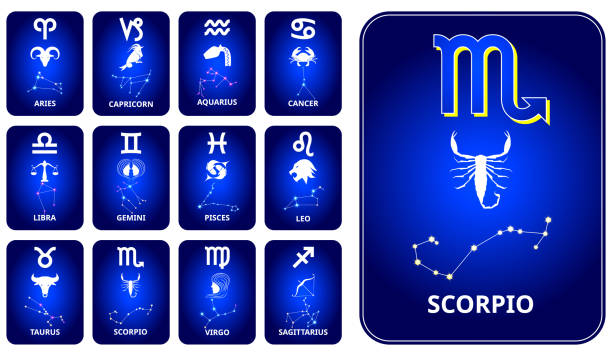 set of realistic zodiacal constellations horoscope isolated set of realistic zodiacal constellations horoscope isolated or various horoscope symbols astrology collection. eps vector constellation cygnus stock illustrations