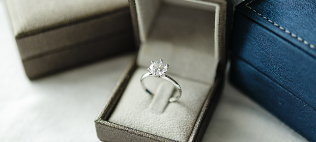 Solitaire Diamond Ring and gift boxes