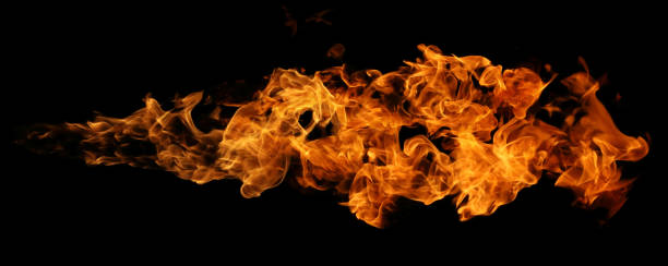 istock Fire and burning flame torch isolated on black background for graphic design 1330626002