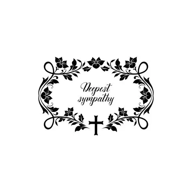 Vector illustration of Floral ornaments with deepest sympathy lettering
