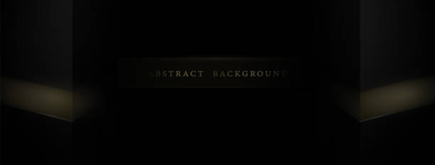 istock Abstract 3d black building concrete walls and gold lines decoration. Vector illustration 1330632216