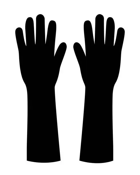 Vector illustration of Black Common Long Glove Template Vector On White Background