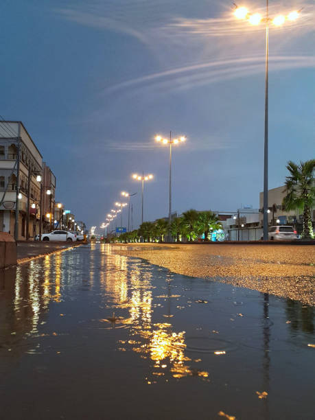 istock Street after rain street lights 1330639945