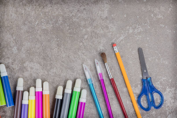 istock Assortment of supplies for school. Flat lay. 1330641049