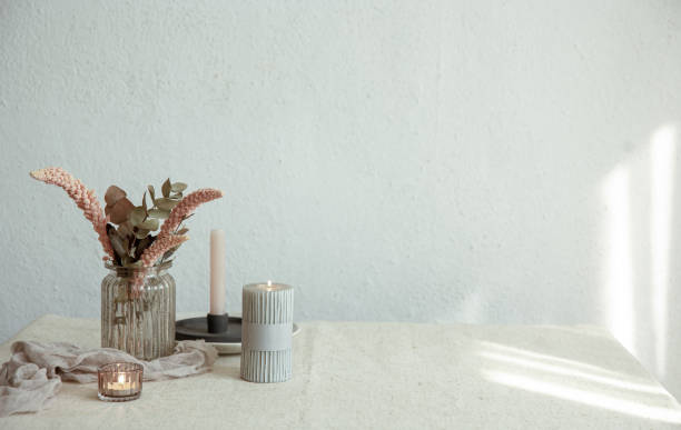 istock Minimalistic composition with Scandinavian home decor details copy space. 1330644409