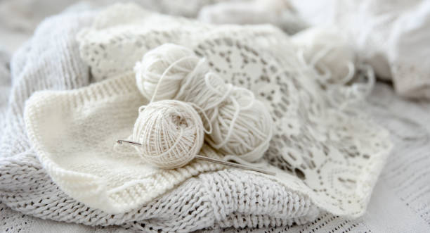 istock Close-up of crochet threads and handmade products. 1330644611