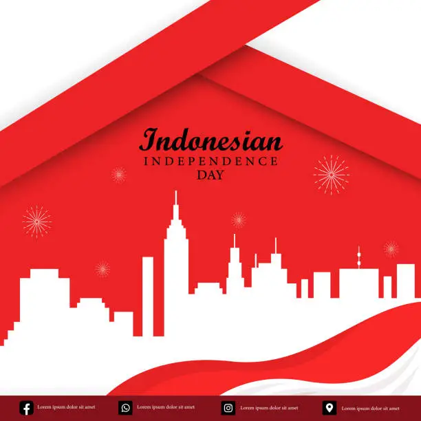 Vector illustration of Indonesia's independence day background.