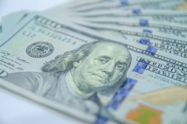 American Money hundred dollar bills stock photo