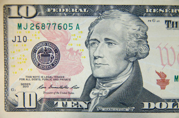 Dollar bills, American money. stock photo
