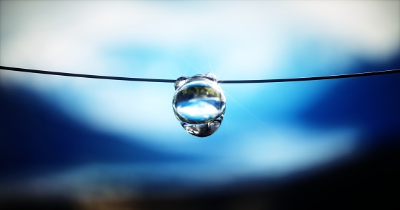 Dew drop on the wire nearby. 3d-rendering