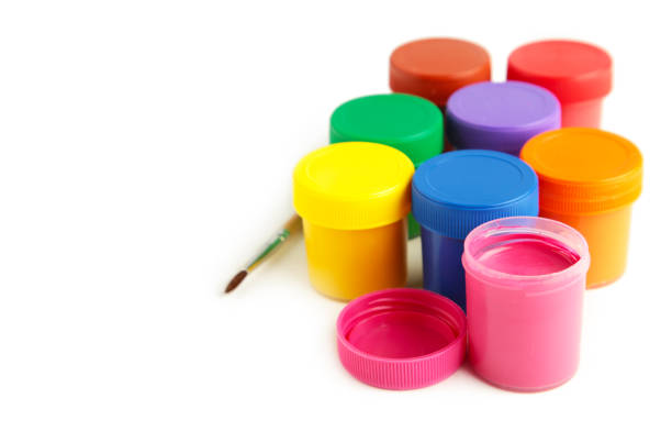 istock Set of colorful gouache jars isolated on white background. With copy space. 1330653858