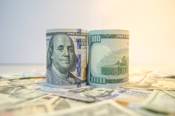 istock American dollars in rolls. Saving money concept 1330656819