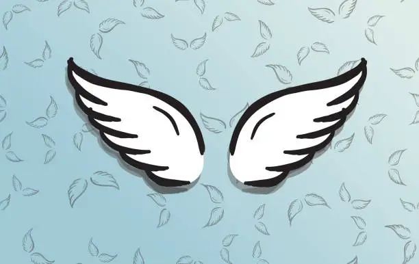 Vector illustration of Angel wings vector hand drawn illustration